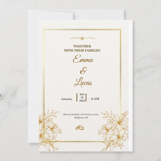 Vier de liefde met deze elegante trouw  kaart (Voorkant)