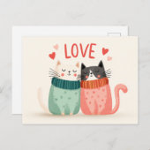 Vier de liefde met twee schattige katjes briefkaart (Voorkant / Achterkant)
