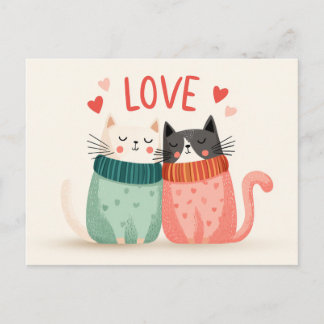Vier de liefde met twee schattige katjes briefkaart