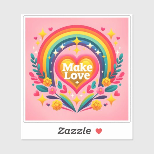 Vier de liefde met vrolijke kleuren sticker (Vel)