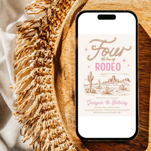Vier de liefde van Rodeo 4e verjaardag uitnodiging