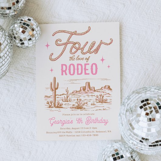 Vier de liefde van Rodeo 4e verjaardag uitnodiging