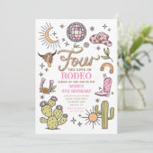 Vier de liefde van Rodeo Disco Cowgirl Verjaardag Kaart (Staand voorkant)