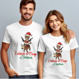 Vier de magie van kerst herten koekjes t-shirt
