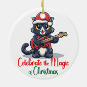 Vier de magie van Kerstmis Kat Keramisch Ornament (Achterkant)