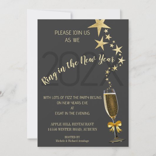 Vier de nieuwjaarsuitnodiging kaart (Voorkant)