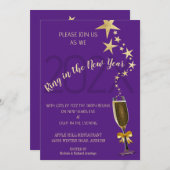 Vier de nieuwjaarsuitnodiging kaart (Voorkant / Achterkant)