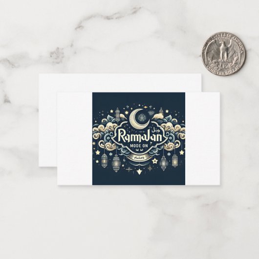 Vier de ramadan met Ramadan ModeOn Notitiekaartje (Voorkant / Achterkant in situ)