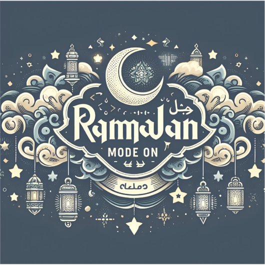 Vier de ramadan met Ramadan ModeOn Sticker (Voorkant)
