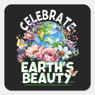 Vier de schoonheid van de aarde, Planeet Aarde Blo Vierkante Sticker