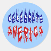 Vier de speciale typografie van de Amerikaanse vla Ronde Sticker (Voorkant)