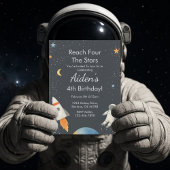 Vier de sterren - Outer Space 4th Birthday Kaart