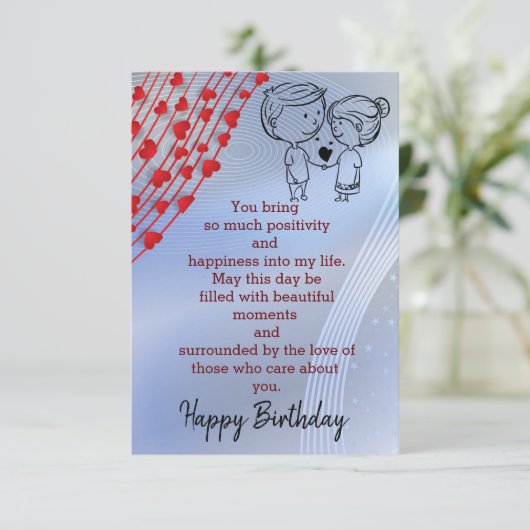 Vier de verjaardag van de minnaar kaart (Staand voorkant)