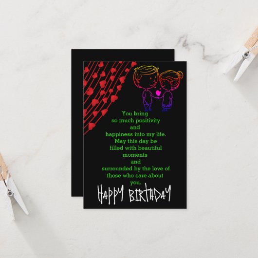 Vier de verjaardag van de minnaar kaart (Voorkant / Achterkant in situ)