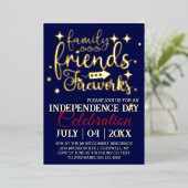 Vier de Vierde Juli-feest met sterren Folie Uitnodiging (Staand Voorkant)