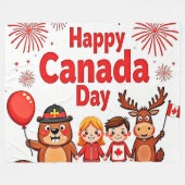 Vier de vreugde van Canada Fleece Deken (Voorkant (Horizontaal))