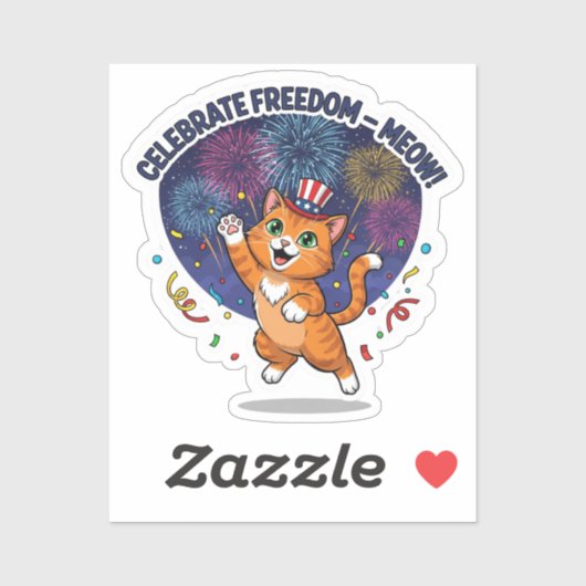 Vier de vrijheid – miauw! patriottische kat sticker (Vel)