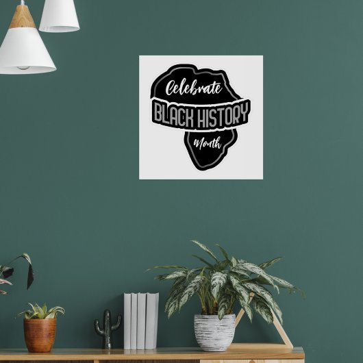 Vier de zwarte geschiedenis maand op wit poster (Woonkamer 1)