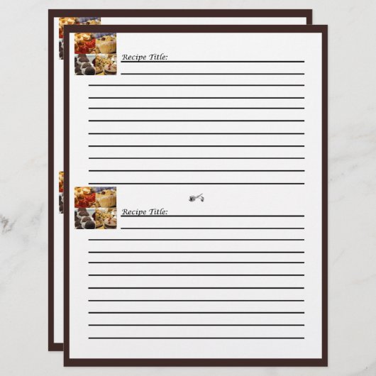 Vier dessertpanel op Chocolate Brown Recipe-Kaarte (Voorkant / Achterkant)
