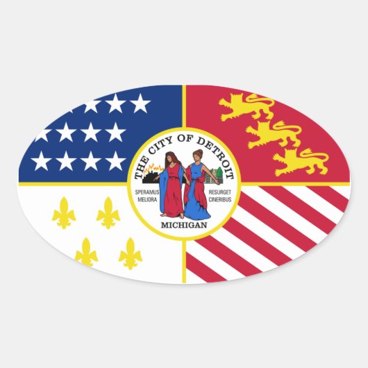 VIER Detroit Ovale Sticker (Voorkant)