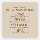 Vier dingen vierkante sticker (Voorkant)