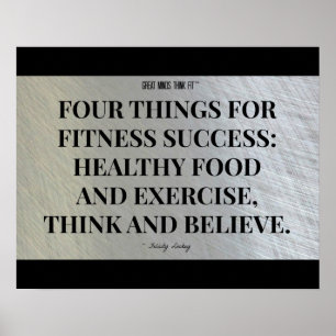 Vier dingen voor Fitness Succes: Zwart-staal Poster