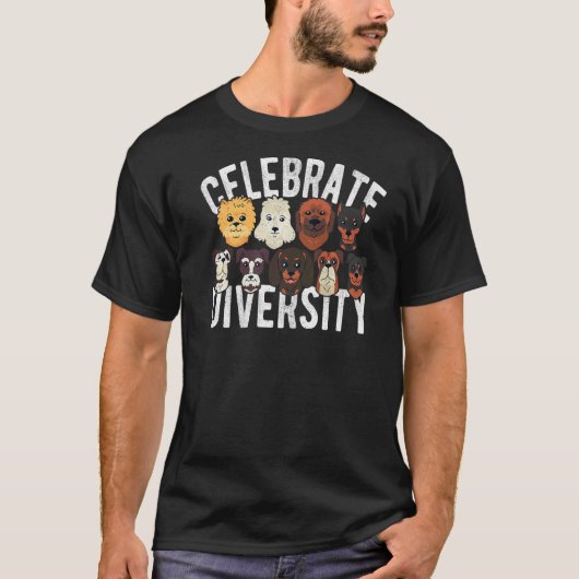 Vier Diversiteit Honden Eigenaar Hond T-shirt (Voorkant)