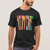 Vier Diversiteit Liefde Gelijkheid T-shirt (Voorkant)