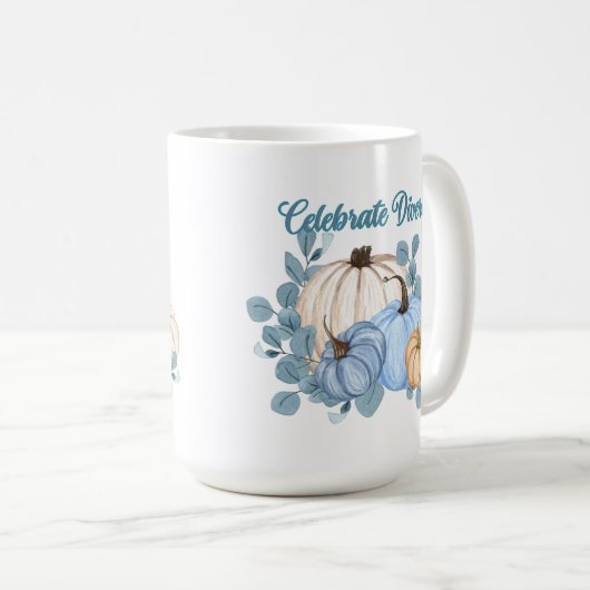 Vier diversiteit pompoen koffiemok (Voorkant rechts)