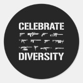 Vier Diversity-Pistool Ronde Sticker (Voorkant)