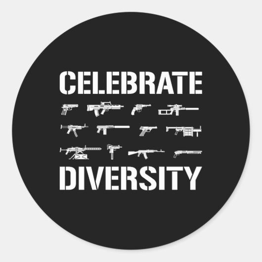 Vier Diversity-Pistool Ronde Sticker (Voorkant)