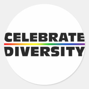 Vier Diversity-Sticker Ronde Sticker