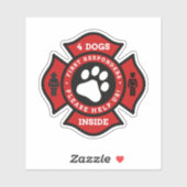 Vier Dogs Inside Home Pet Alert Notice for Fire Sticker (Vel)