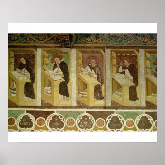 Vier Dominicaanse monniken op hun bureau, van de f Poster (Voorkant)