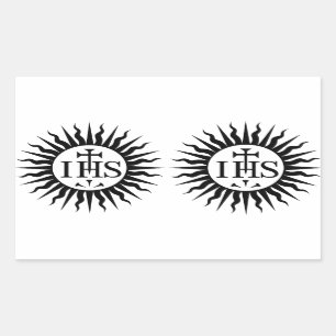 VIER (Double) Society of Jesus (Jesuit) Rechthoekige Sticker