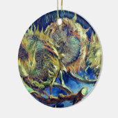 Vier draadgebonden zonnebloemen keramisch ornament (Links)