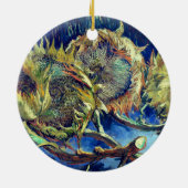 Vier draadgebonden zonnebloemen keramisch ornament (Achterkant)