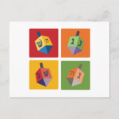 Vier Dreidels Briefkaart (Voorkant)