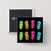 Vier Dreidels-Buttonnen Vierkante Button 5,1 Cm (Voorkant /achterkant)