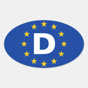 VIER Duitsland "D" Europese Unie Vlag Ovale Sticker