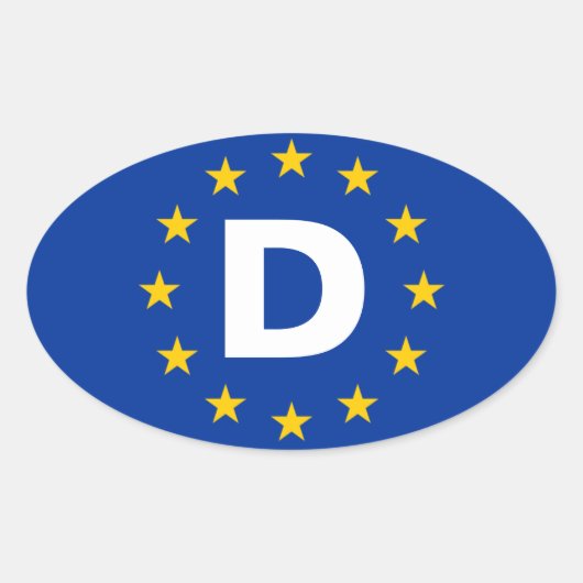 VIER Duitsland "D" Europese Unie Vlag Ovale Sticker (Voorkant)