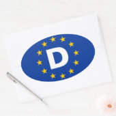 VIER Duitsland "D" Europese Unie Vlag Ovale Sticker (Envelop)