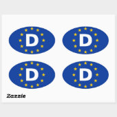 VIER Duitsland "D" Europese Unie Vlag Ovale Sticker (Vel)