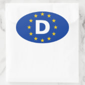 VIER Duitsland "D" Europese Unie Vlag Ovale Sticker (Tas)