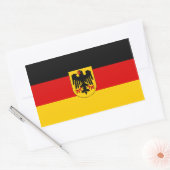 VIER Duitsland Driekleur met Wapen Rechthoekige Sticker (Envelop)