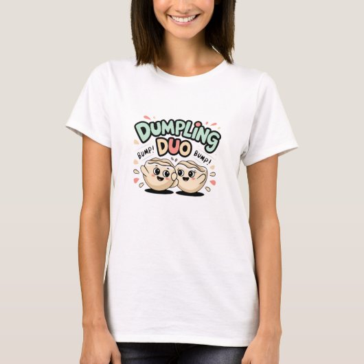 Vier dumplings met leuke Design T-shirt (Voorkant)
