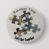 Vier Earth Tone Puzzle Pieces Family Reunion Ronde Button 7,6 Cm (Voorkant)