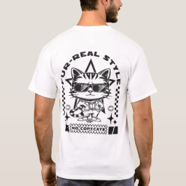 Vier-echte Stijl Kat Dragen Zonnebril T-shirt