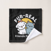 Vier echte vrienden voor altijd | Schattige kat en Bad Handdoek (Wasdoekje)