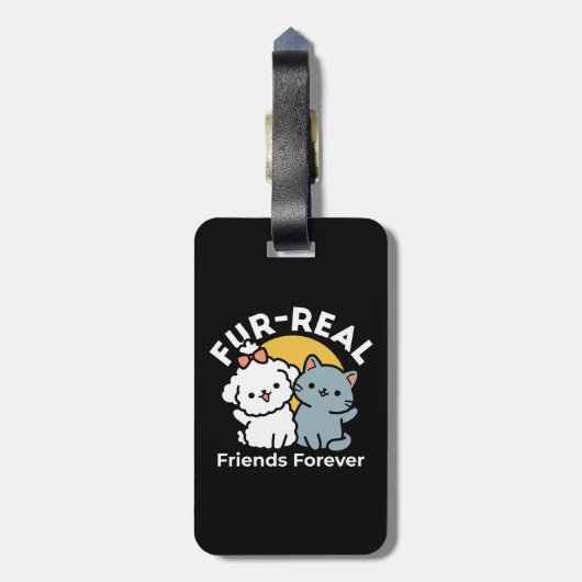 Vier echte vrienden voor altijd | Schattige kat en Bagagelabel (Achterkant verticaal)